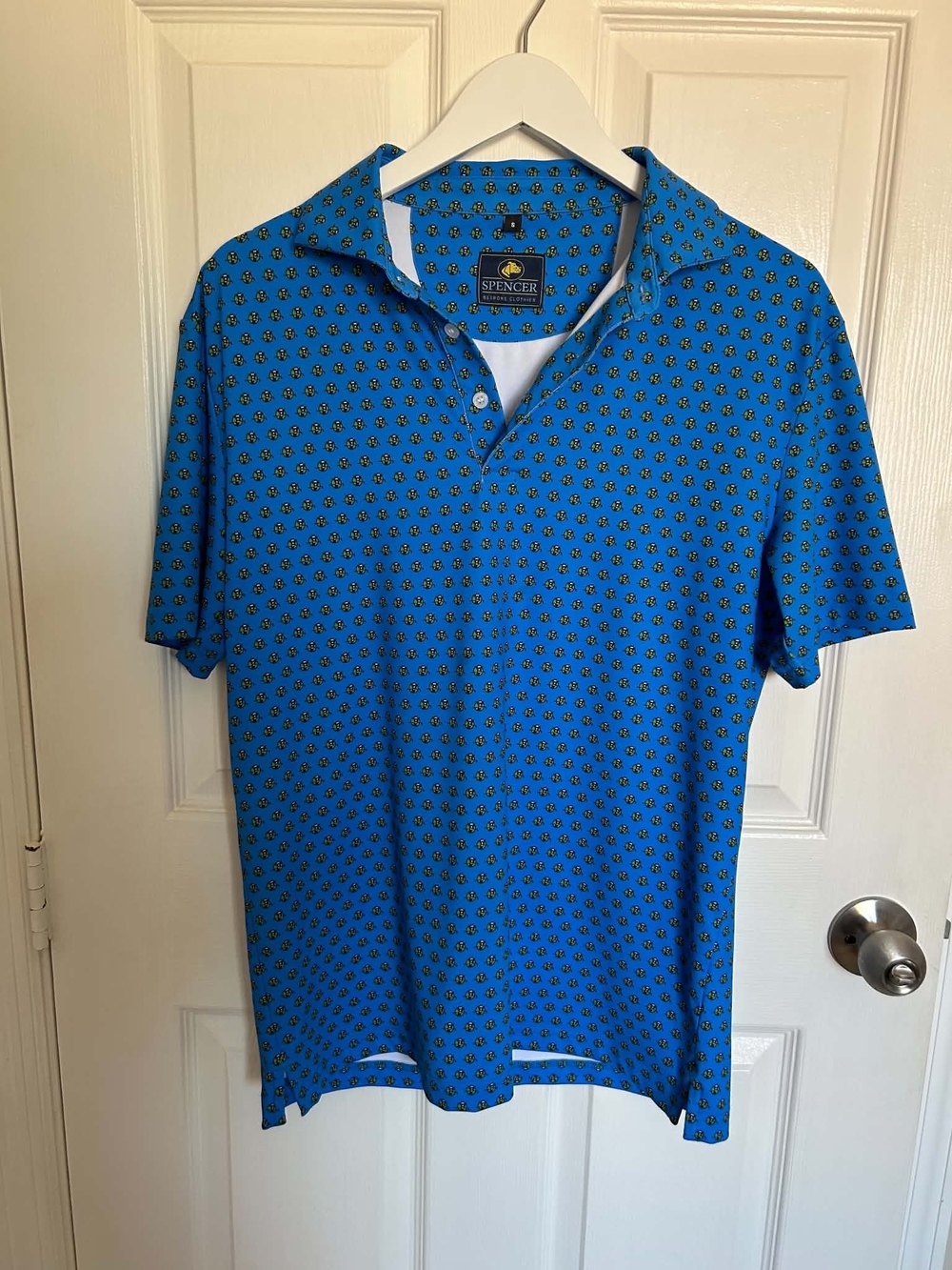 Spencer Bespoke Clothier Blue Hunting Dog Performance Golf Polo Men’s Small